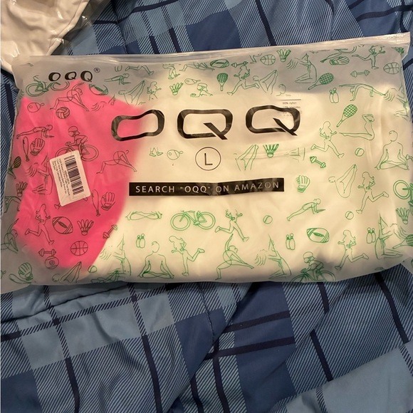 NWT OQQ 2 piece tank tops ruched crew neck basic stretch t-shirt large - Picture 7 of 7